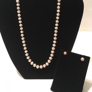 💋 Beautiful Pearl/925 stamp necklace earri…